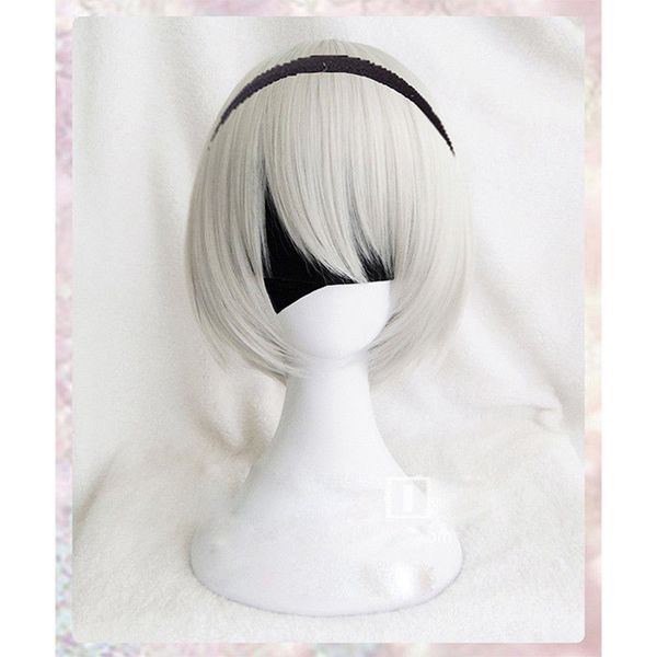 nier:automata 2b yorha no.2 type b heroine silver white bobo cosplay wig, Black;brown
nier:automata 2b yorha no.2 type b heroine silver white bobo cosplay wig, Black;brown