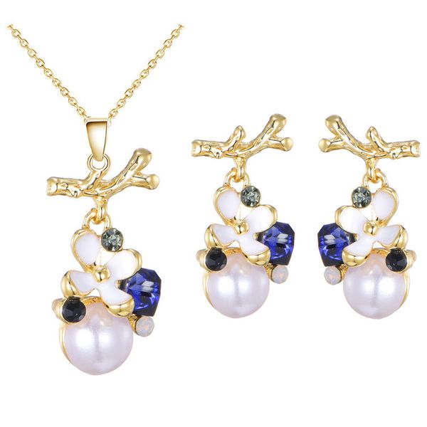 warmhome trendy enamel glaze copper fashion branch white four-leaves flower pearls necklace earrings jewelry sets, Silver
warmhome trendy enamel glaze copper fashion branch white four-leaves flower pearls necklace earrings jewelry sets, Silver