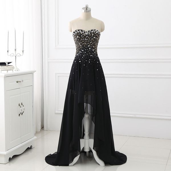 sweetheart chiffon high low evening dresses black 2019 beaded long prom dress new formal dresses short front long back, Black;red
sweetheart chiffon high low evening dresses black 2019 beaded long prom dress new formal dresses short front long back, Black;red