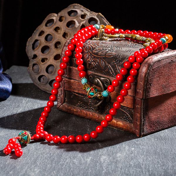 natural red coral necklace 7mm coral beads enamel accessories long multi-layer bracelet 108 boho ethnic style jewelry for women, Silver
natural red coral necklace 7mm coral beads enamel accessories long multi-layer bracelet 108 boho ethnic style jewelry for women, Silver