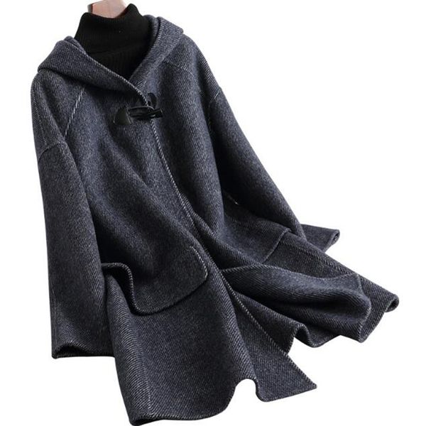 2018 fashion winter double side wool coat jacket women casaco plus size loose overcoat hooded outwear medium-long woolen jackets, Black
2018 fashion winter double side wool coat jacket women casaco plus size loose overcoat hooded outwear medium-long woolen jackets, Black