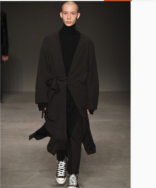s-5xl original men's black long section v-neck trench coat catwalk models trench personality unique design long coats singer, Tan;black
s-5xl original men's black long section v-neck trench coat catwalk models trench personality unique design long coats singer, Tan;black
