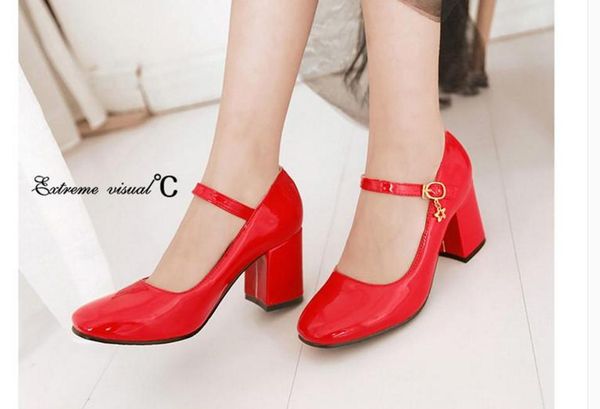 send 2018 spring and autumn high heel wedding shoes bride's shoes coarse heel, Black