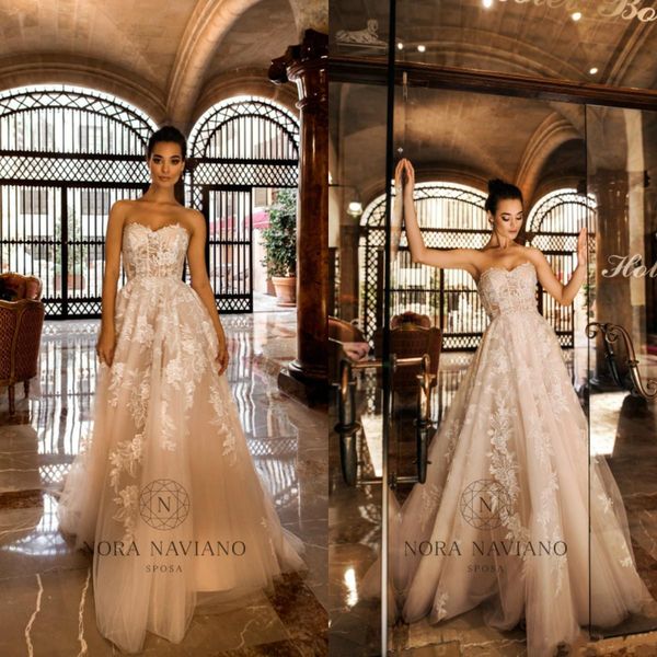 nora naviano 2019 beach wedding dresses sweetheart lace applique sweep train plus size backless tulle boho bridal gowns robe de mariée, White
nora naviano 2019 beach wedding dresses sweetheart lace applique sweep train plus size backless tulle boho bridal gowns robe de mariée, White