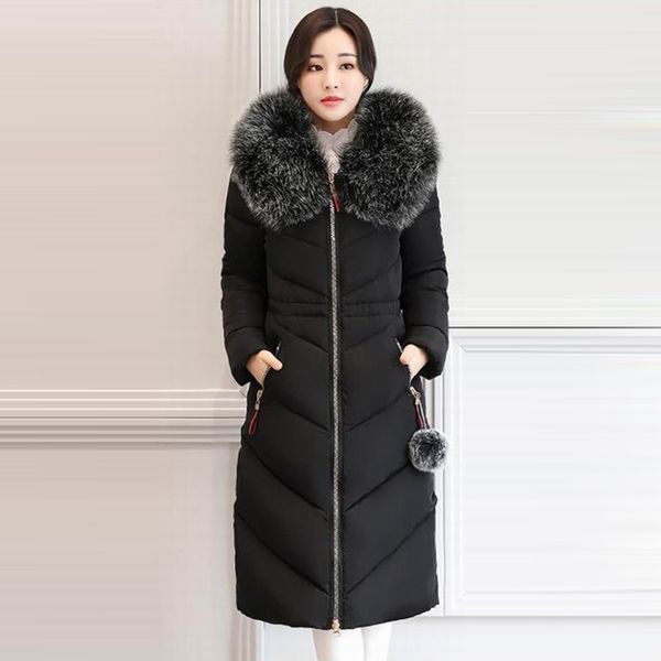 2018 big real raccoon fur collar thicken warm long jacket plus size 7xl outerwear parka with fur ball ladies chaqueta feminino, Black
2018 big real raccoon fur collar thicken warm long jacket plus size 7xl outerwear parka with fur ball ladies chaqueta feminino, Black