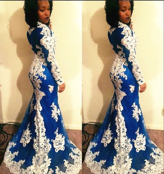 modest design long sleeve evening dresses white appliques lace floor length mermaid formal occassion dress party prom gowns, Black;red
modest design long sleeve evening dresses white appliques lace floor length mermaid formal occassion dress party prom gowns, Black;red