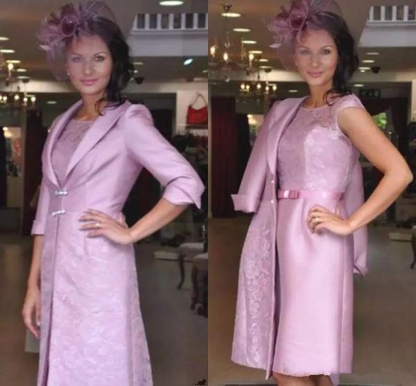 two pieces mother of the bride dresses with jacket lace knee length sheath short evening gowns wedding guest dress, Black;red
two pieces mother of the bride dresses with jacket lace knee length sheath short evening gowns wedding guest dress, Black;red