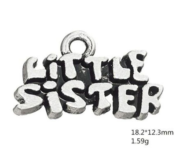 hand-made gift word little sister charms jewelry for women other customized jewelry, Bronze;silver