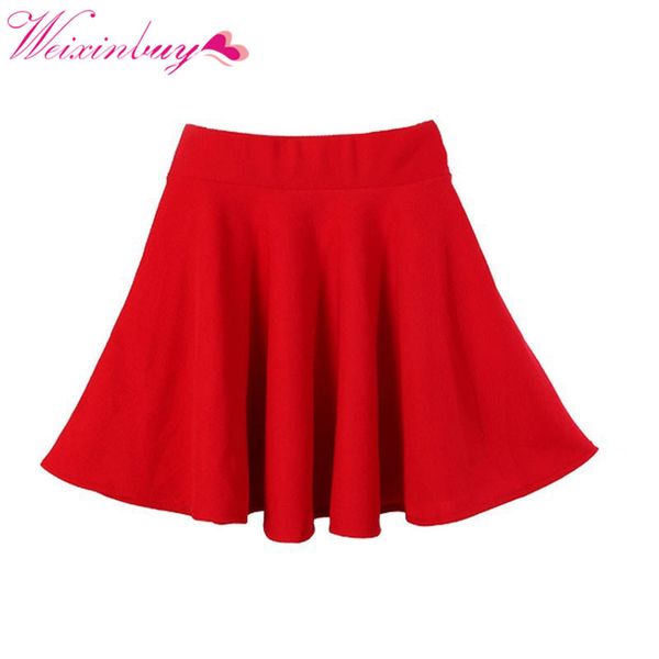 wholesale- weixinbuy spring new women candy color casual a-line flared mini circle short pleated women skirt, Black 
wholesale- weixinbuy spring new women candy color casual a-line flared mini circle short pleated women skirt, Black