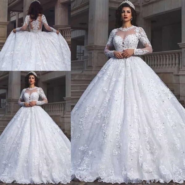 luxury lace appliques wedding dresses long sleeves princess sweep train elegant dubai arabic muslim a-line wedding gowns cheap, White
luxury lace appliques wedding dresses long sleeves princess sweep train elegant dubai arabic muslim a-line wedding gowns cheap, White