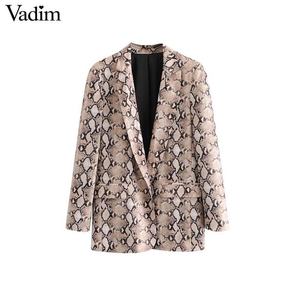 vadim vintage snake print blazer pockets notched collar long sleeve coat outerwear female retro loose casaco feminines ca154, White;black
vadim vintage snake print blazer pockets notched collar long sleeve coat outerwear female retro loose casaco feminines ca154, White;black