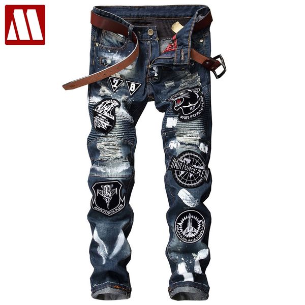 2018 european american style men's cotton jeans slim denim trousers straight brand mens blue zipper animal patchwork jeans pants
2018 european american style men's cotton jeans slim denim trousers straight brand mens blue zipper animal patchwork jeans pants