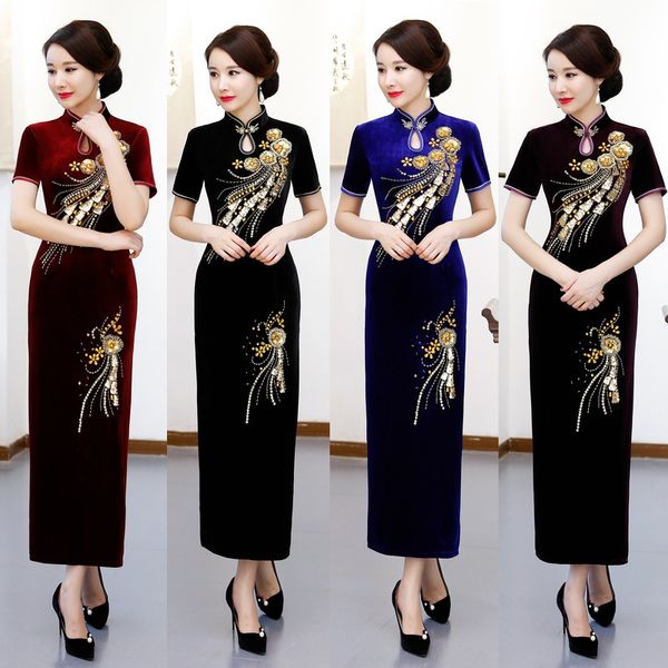 new velour cheongsams traditional beaded qipao chinese dress women autumn winter fashion vintage slim qipao long dress plus size, Red
new velour cheongsams traditional beaded qipao chinese dress women autumn winter fashion vintage slim qipao long dress plus size, Red