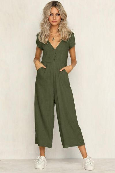 casual women jumpsuit v neck romper short sleeve long jumpsuit wide leg pants vintage solid party overalls ns3967, Black;white
casual women jumpsuit v neck romper short sleeve long jumpsuit wide leg pants vintage solid party overalls ns3967, Black;white