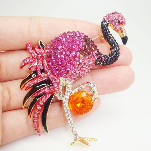 gold-tone elegant pink flamingo bird brooch pin austrians crystal woman jewelry, Gray
gold-tone elegant pink flamingo bird brooch pin austrians crystal woman jewelry, Gray