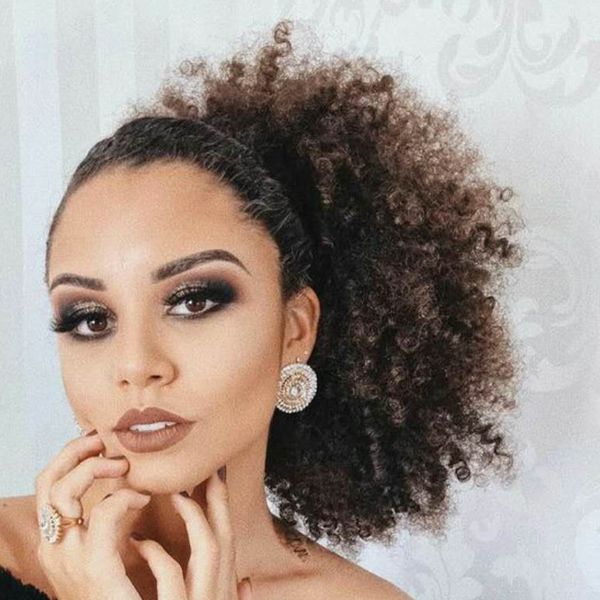 short afro curly ponytail hairpieces 140g clip in ponytail drawstring human hair hun extension chignon amir hairpieces, Black
short afro curly ponytail hairpieces 140g clip in ponytail drawstring human hair hun extension chignon amir hairpieces, Black