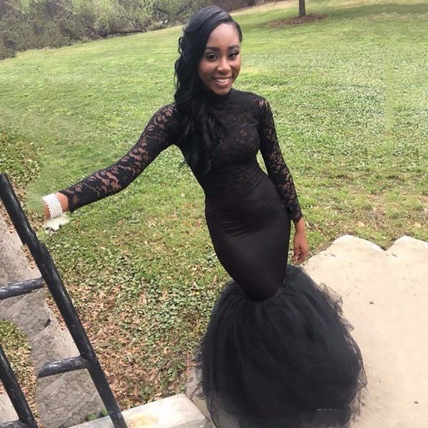 black 2k18 long sleeves prom dresses lace and tulle lace mermaid evening dresses african women formal wear cocktail party gown
black 2k18 long sleeves prom dresses lace and tulle lace mermaid evening dresses african women formal wear cocktail party gown