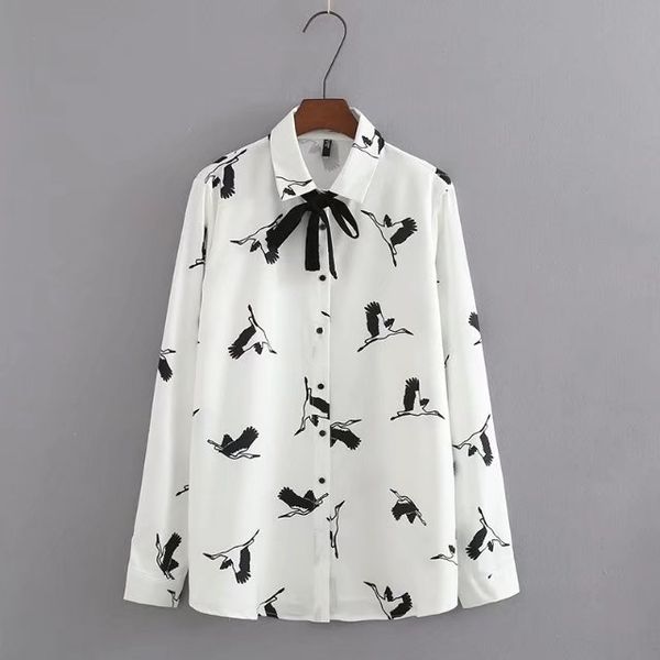 fashion blouse women shirt tze37-998 fashion wind bow xianhe print shirt, White
fashion blouse women shirt tze37-998 fashion wind bow xianhe print shirt, White