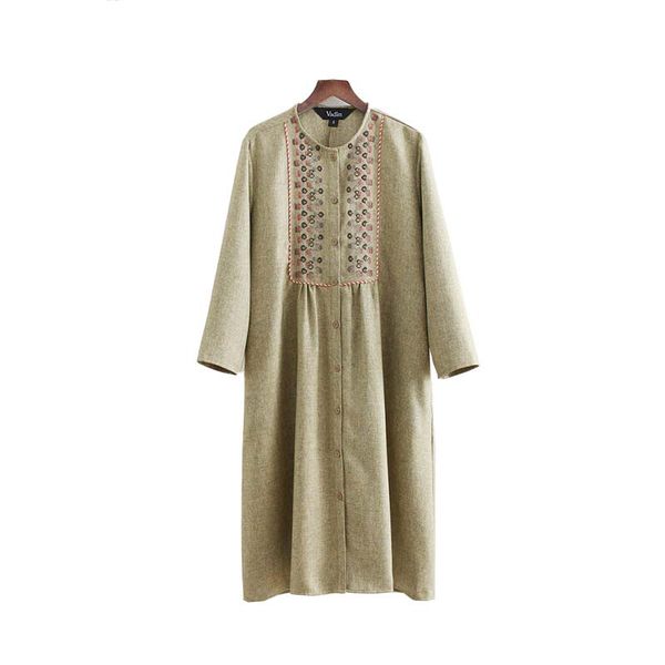 women elegant sequined loose linen dress floral embroidery pockets pleated lady oversized mid calf dresses vestidos, Black;gray
women elegant sequined loose linen dress floral embroidery pockets pleated lady oversized mid calf dresses vestidos, Black;gray