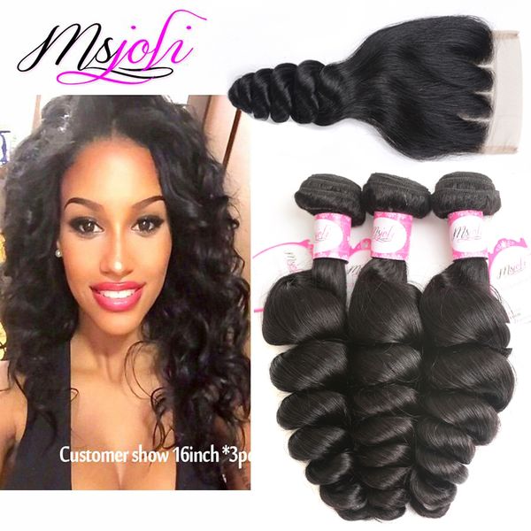 9a brazilian virgin human hair weave loose wave natural color 4x4 lace closure with three bundles and three parts from ms joli, Black;brown
9a brazilian virgin human hair weave loose wave natural color 4x4 lace closure with three bundles and three parts from ms joli, Black;brown