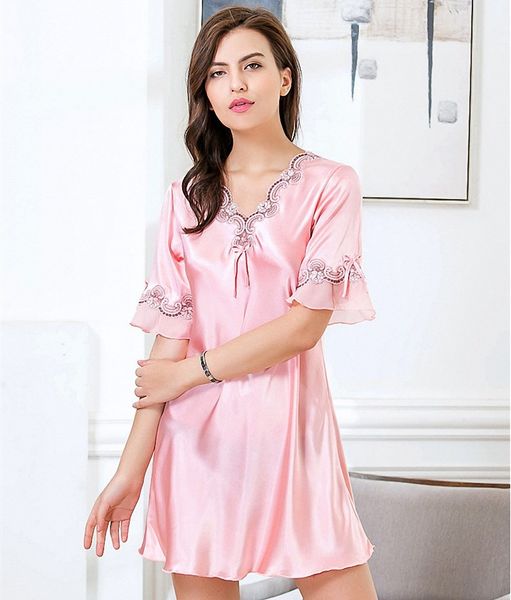 2018 women elerobe gown set summer v-neck women's sleep top fake silk lace nightgowns femme homewear, Black;red
2018 women elerobe gown set summer v-neck women's sleep top fake silk lace nightgowns femme homewear, Black;red