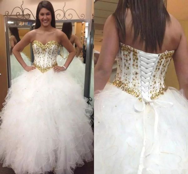 2018 fashion glitter white and gold quinceanera dresses sweetheart beaded crystals sweet 16 girl prom party gown, Blue;red
2018 fashion glitter white and gold quinceanera dresses sweetheart beaded crystals sweet 16 girl prom party gown, Blue;red