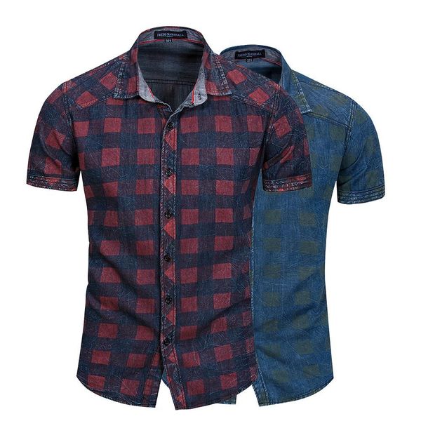 summer cotton men shirt casual slim fit plaid short sleeves for man, White;black
summer cotton men shirt casual slim fit plaid short sleeves for man, White;black