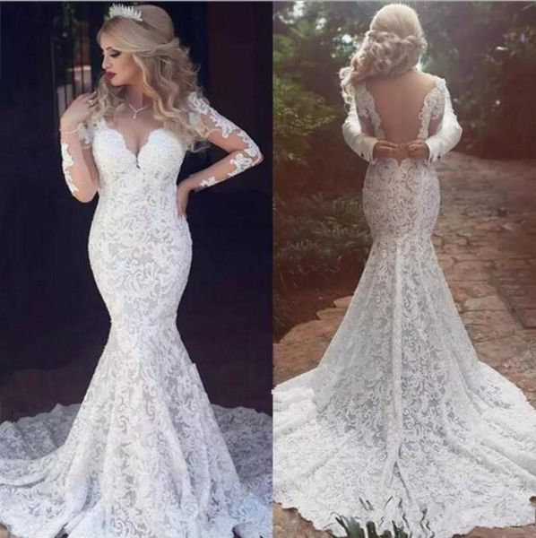 illusion long sleeve wedding dresses backless v neck backless sweep train long mermaid 2019 new charming bridal gowns custom size, White
illusion long sleeve wedding dresses backless v neck backless sweep train long mermaid 2019 new charming bridal gowns custom size, White