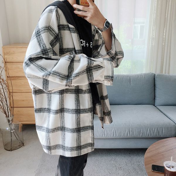overshirt men autumn new fashion casual loose long-sleeved hooded woolen jacket clothes streetwear male plaid shirt outwear, White;black
overshirt men autumn new fashion casual loose long-sleeved hooded woolen jacket clothes streetwear male plaid shirt outwear, White;black