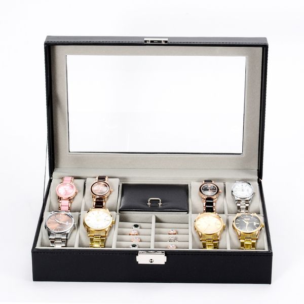 jewelry box 8 slot watch box jewelry necklace ring organizer lockable jewelry display case with glass black pu leather box h255f, Black;white
jewelry box 8 slot watch box jewelry necklace ring organizer lockable jewelry display case with glass black pu leather box h255f, Black;white