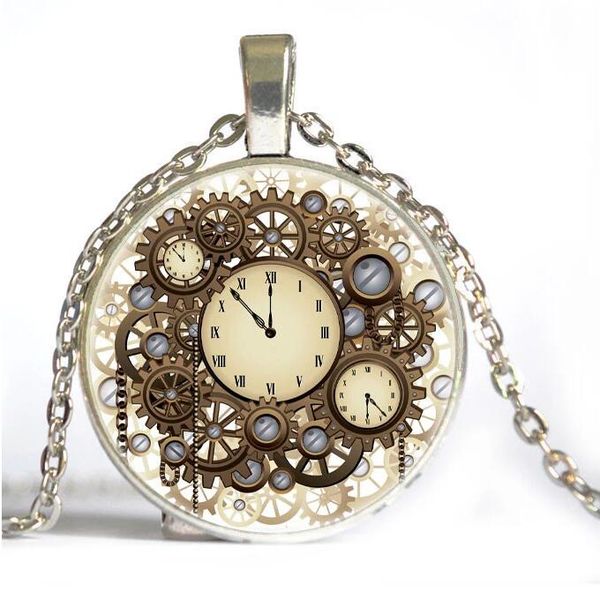 new bronze chain gear necklace steampunk cabochon glass pendant 2016 vintage fashion, Silver
new bronze chain gear necklace steampunk cabochon glass pendant 2016 vintage fashion, Silver