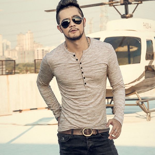 new men long sleeve solid color t -shirt men v neck slim fit casual cotton t -shirt men fashion, White;black
new men long sleeve solid color t -shirt men v neck slim fit casual cotton t -shirt men fashion, White;black