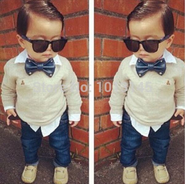boys handsome clothing 2 pcs / set children gentleman tie fake two-piece pullover + jeans children set dtz238 high quality, White
boys handsome clothing 2 pcs / set children gentleman tie fake two-piece pullover + jeans children set dtz238 high quality, White