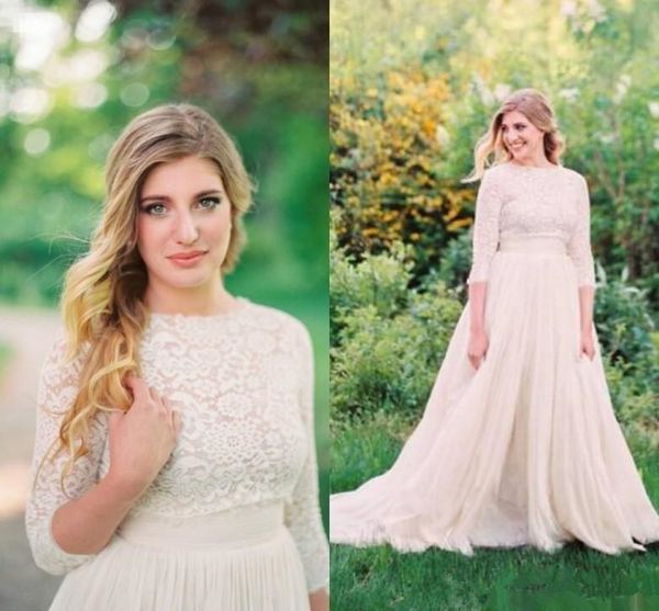 bohemian wedding dress 3/4 sleeve lace elegant tulle skirt a line floor length long 2019 outdoor wedding bridal gowns custom made, White
bohemian wedding dress 3/4 sleeve lace elegant tulle skirt a line floor length long 2019 outdoor wedding bridal gowns custom made, White