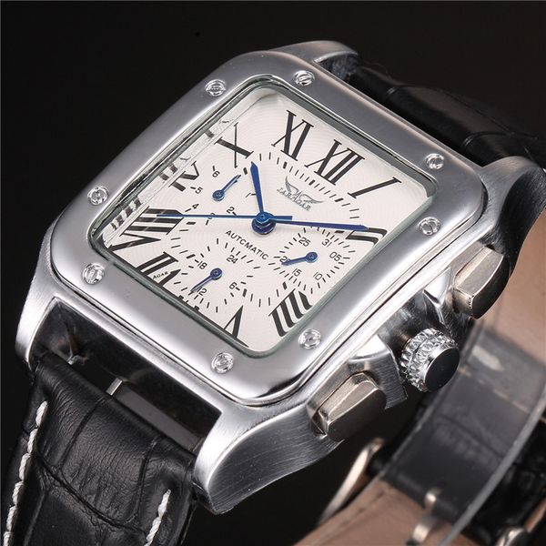 jaragar male relogio square case roman numeral dial auto date day calendar leather belt automatic mechanical men's watch, Slivery;brown
jaragar male relogio square case roman numeral dial auto date day calendar leather belt automatic mechanical men's watch, Slivery;brown