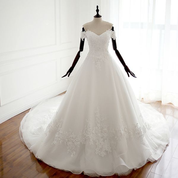 fancy court train wedding dresses off shoulder lace up back ivory bridal gowns layers tulle lace organza custom made wedding dresses, White
fancy court train wedding dresses off shoulder lace up back ivory bridal gowns layers tulle lace organza custom made wedding dresses, White