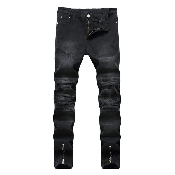 2018 spring black denim jeans for men pleated zipper straight designer slim trousers biker jeans homme, Blue
2018 spring black denim jeans for men pleated zipper straight designer slim trousers biker jeans homme, Blue