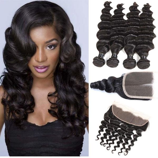 8a brazilian virgin hair loose deep 4 bundles with 4x4 lace closure 13x4 lace frontal human hair weave bundles, Black
8a brazilian virgin hair loose deep 4 bundles with 4x4 lace closure 13x4 lace frontal human hair weave bundles, Black