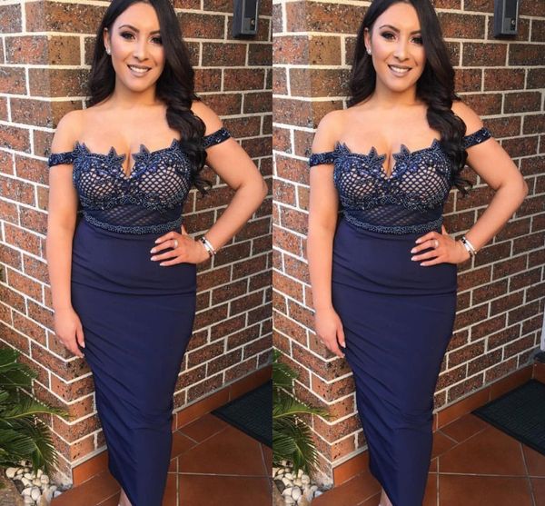 navy blue mermaid prom dresses off shoulder lace applique backless ankle length formal dresses evening wear vestidos de fiesta, Black
navy blue mermaid prom dresses off shoulder lace applique backless ankle length formal dresses evening wear vestidos de fiesta, Black