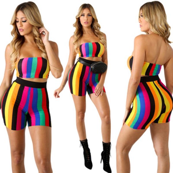 New Sexy Women Tracksuit Fashion Europe Style Seven Color Printed Stripe Vest With Short Pants
New Sexy Women Tracksuit Fashion Europe Style Seven Color Printed Stripe Vest With Short Pants