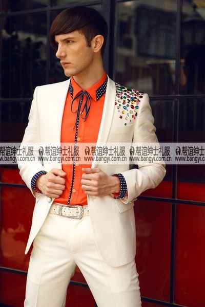 100%real mens white shoulder colorful rhinestone beading event/stage performance tuxedo jacket, White;black
100%real mens white shoulder colorful rhinestone beading event/stage performance tuxedo jacket, White;black