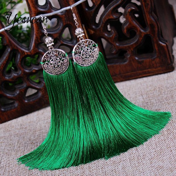 yesucan ethnic good quality cotton long tassel earrings bohemai vintage big hollow circle dangle jewelry for women party gift, Silver
yesucan ethnic good quality cotton long tassel earrings bohemai vintage big hollow circle dangle jewelry for women party gift, Silver