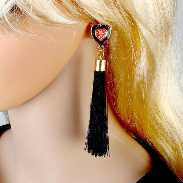 ethnic women rhinestone peach heart long tassel earrings party jewelry charm, Silver
ethnic women rhinestone peach heart long tassel earrings party jewelry charm, Silver