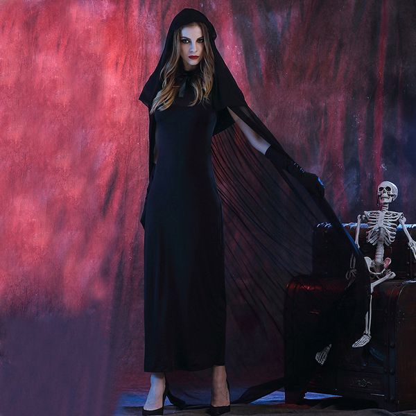 2017 new style woman demon costume halloween party black long dress devil cosplay costume w880304, Black;red
2017 new style woman demon costume halloween party black long dress devil cosplay costume w880304, Black;red