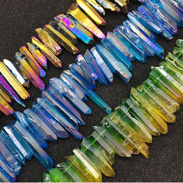 24-40mm natural white crystal plating colorful crystal column stone beads horizontal hole single tip loose beads diy jewelry, Black
24-40mm natural white crystal plating colorful crystal column stone beads horizontal hole single tip loose beads diy jewelry, Black