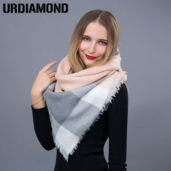 urdiamond new fashion winter scarf for women e warm scarf women plaid blanket cashmere scarves wholesale drop shipping