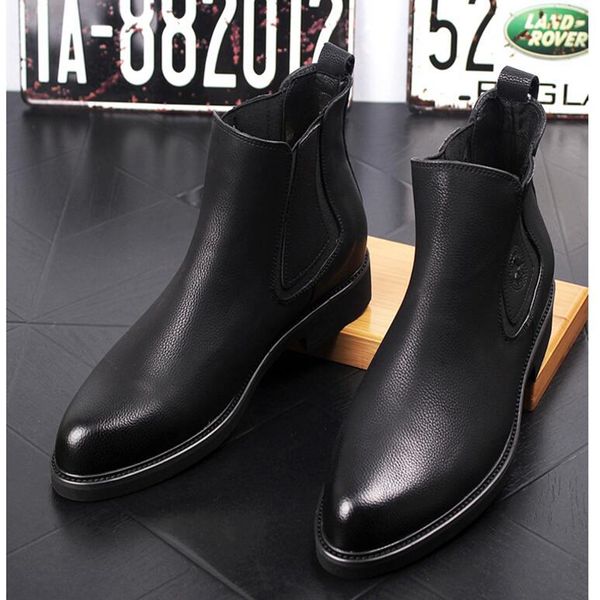 

2018 New Arrival Fashion Mens Leather Chelsea Boots Casual Flats Brand Men's Ankle Martin Boot Vintage Shoes