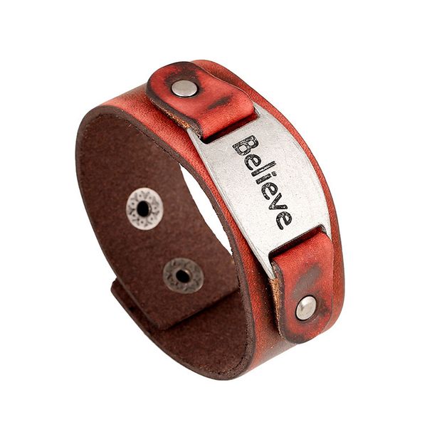 2019 restore ancient ways style punk cowhide believe ornaments leather bracelet gothic, Black
2019 restore ancient ways style punk cowhide believe ornaments leather bracelet gothic, Black