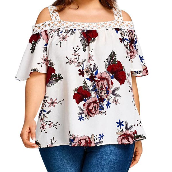 pluse size t shirt women 5xl lace short sleeve crop floral print t shirt super quality camisetas mujer, White
pluse size t shirt women 5xl lace short sleeve crop floral print t shirt super quality camisetas mujer, White