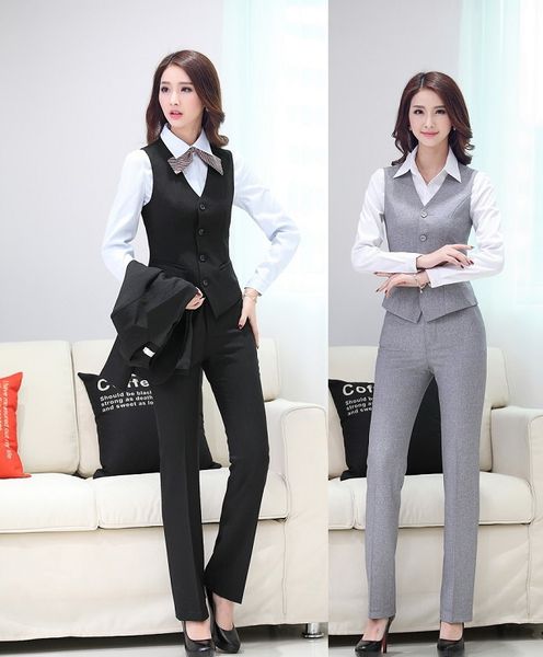new uniform spring summer professional business suits vest + pants for women blazers ladies office trouser set plus size, White;black
new uniform spring summer professional business suits vest + pants for women blazers ladies office trouser set plus size, White;black